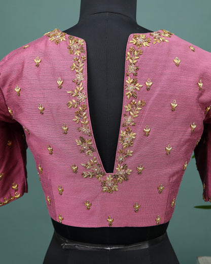Maggam work Blouse for Saree – Pink  Blouse- Artisan Silk Blouse – Festive & Wedding Ethnic Wear