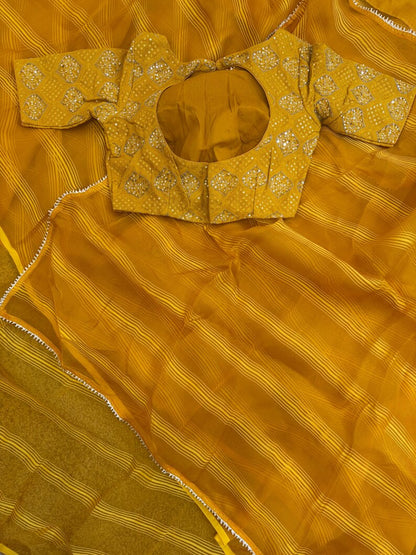 Bandhini saree shibori saree multi colour saree haldi saree Mehendi saree grab party saree with blouse