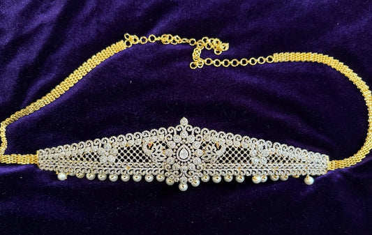 Diamond Vaddanam Bridal Vaddanam Costume silver jewelry Alloy based Jewelry  - SHABURIS Fashion Jewelry