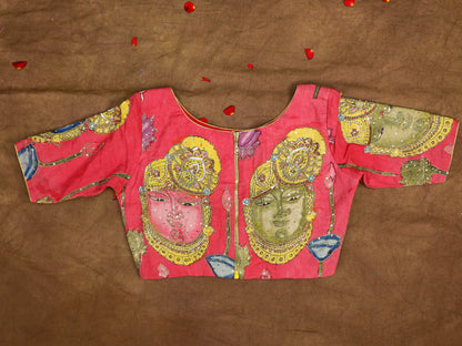 Hand Painted Pen Kalamkari Blouse for Saree – Artisan Kalamkari Silk Blouse – Festive & Wedding Ethnic Wear