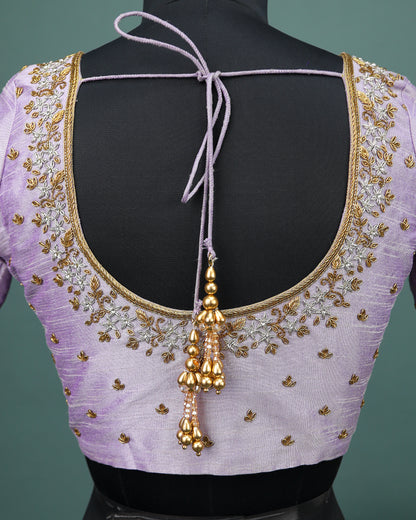Maggam work Blouse for Saree – Lavender Blouse Artisan Silk Blouse – Festive & Wedding Ethnic Wear