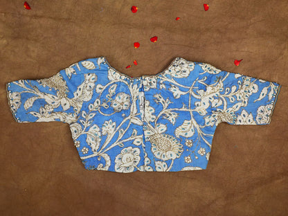 Hand Painted Pen Kalamkari Blouse for Saree – Artisan Kalamkari Silk Blouse – Festive & Wedding Ethnic Wear