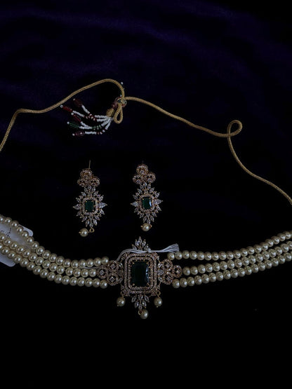 Diamond Necklace Bridal necklace Costume silver jewelry Alloy based Jewelry  - SHABURIS Fashion Jewelry