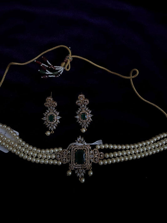 Diamond Necklace Bridal necklace Costume silver jewelry Alloy based Jewelry  - SHABURIS Fashion Jewelry