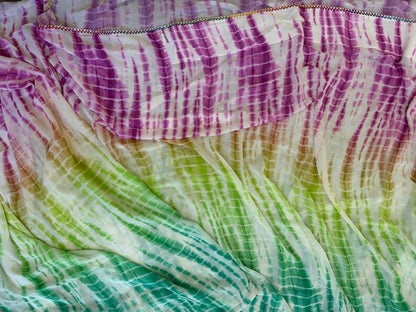 Bandhini saree shibori saree multi colour saree haldi saree Mehendi saree grab party saree with blouse