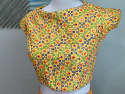 Kutch work Blouse for            Saree - yellow Blouse - Artisan Silk Blouse – Festive & Wedding Ethnic Wear