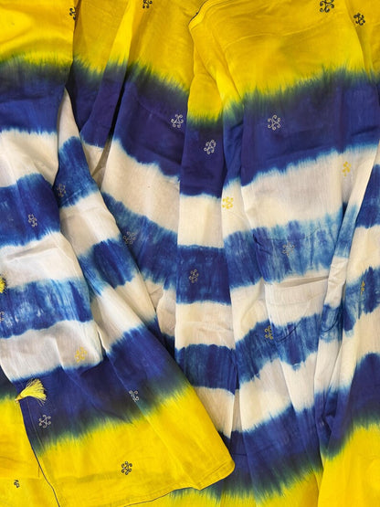 Bandhini saree shibori saree multi colour saree haldi saree Mehendi saree grab party saree with blouse