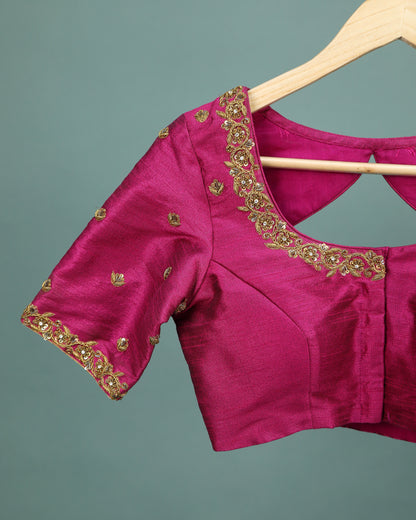 Maggam work Blouse for Saree – Pink Blouse Artisan Silk Blouse – Festive & Wedding Ethnic Wear