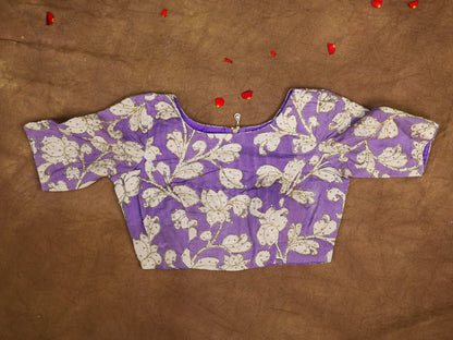 Hand Painted Pen Kalamkari Blouse for Saree – Artisan Kalamkari Silk Blouse – Festive & Wedding Ethnic Wear