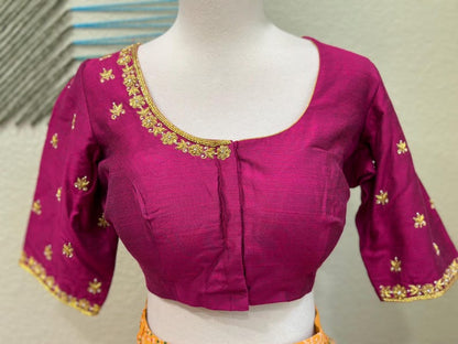 Maggam work Blouse for Saree – Magenta Pink blouse- Artisan Silk Blouse – Festive & Wedding Ethnic Wear