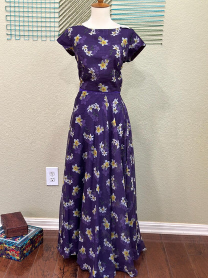 Crop Top | Designer Lehenga | Mehendi & Haldi Lehenga Choli | Blue printed Lehenga Set | Indian Wedding Guest Outfit | Pre Wedding Ceremony Dress