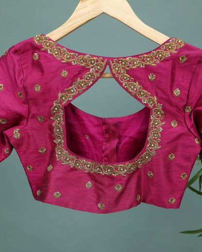 Maggam work Blouse for Saree – Pink Blouse Artisan Silk Blouse – Festive & Wedding Ethnic Wear
