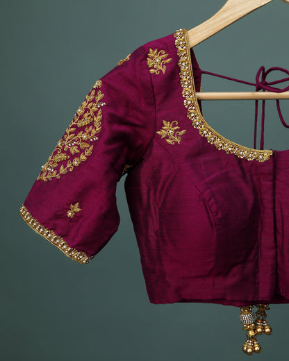 Maggam work Blouse for Saree – Maroon Blouse Artisan Silk Blouse – Festive & Wedding Ethnic Wear