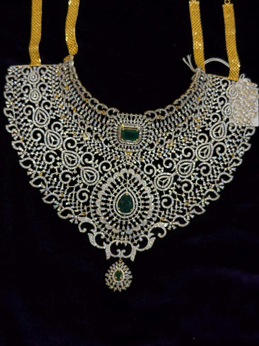 Diamond Necklace Bridal necklace Costume silver jewelry Alloy based Jewelry  - SHABURIS Fashion Jewelry
