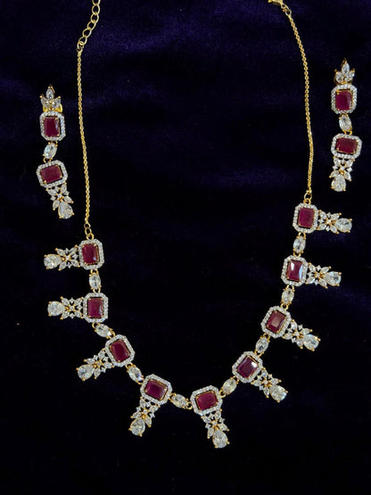 Diamond Necklace Bridal necklace Costume silver jewelry Alloy based Jewelry  - SHABURIS Fashion Jewelry