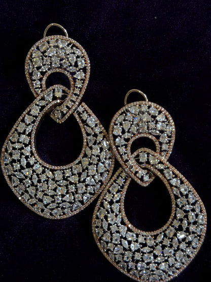 Diamond Earrings Bridal Jewelry Costume silver jewelry Alloy based Jewelry  - SHABURIS Fashion Jewelry