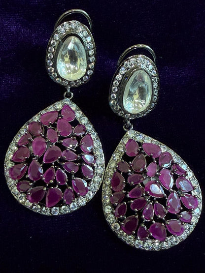 Diamond Earrings Bridal Jewelry Costume silver jewelry Alloy based Jewelry  - SHABURIS Fashion Jewelry