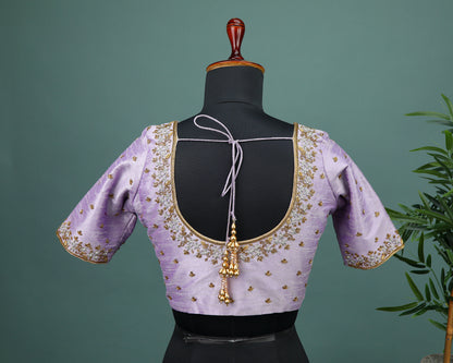 Maggam work Blouse for Saree – Lavender Blouse Artisan Silk Blouse – Festive & Wedding Ethnic Wear