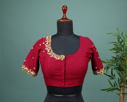 Maggam work Blouse for Saree – Maroon Blouse Artisan Silk Blouse – Festive & Wedding Ethnic Wear