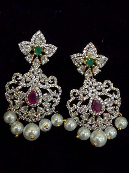 Diamond Earrings Bridal Jewelry Costume silver jewelry Alloy based Jewelry  - SHABURIS Fashion Jewelry