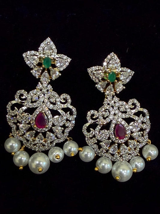Diamond Earrings Bridal Jewelry Costume silver jewelry Alloy based Jewelry  - SHABURIS Fashion Jewelry