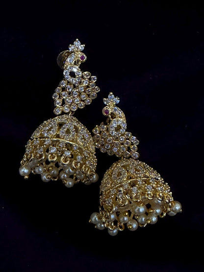 Diamond Earrings Bridal Jewelry Costume silver jewelry Alloy based Jewelry  - SHABURIS Fashion Jewelry