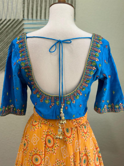 Maggam work Blouse for Saree –  Blue Blouse- Artisan Silk Blouse – Festive & Wedding Ethnic Wear