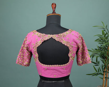 Maggam work Blouse for Saree – Pink Blouse Artisan Silk Blouse – Festive & Wedding Ethnic Wear