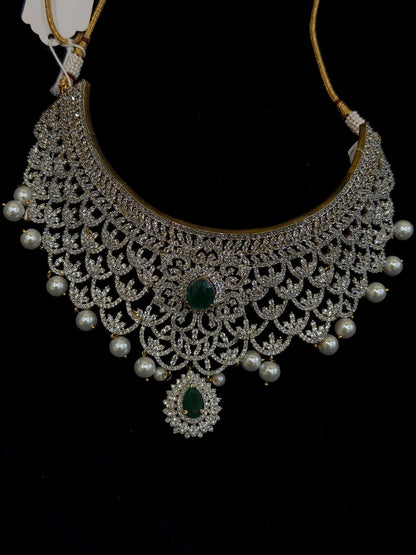 Diamond Necklace Bridal necklace Costume silver jewelry Alloy based Jewelry  - SHABURIS Fashion Jewelry