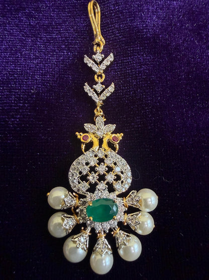 Diamond Maang tikka Bridal Jewelry Costume silver jewelry Alloy based Jewelry  - SHABURIS Fashion Jewelry