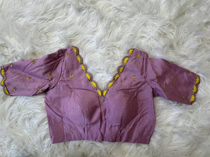 Maggam work Blouse for Saree –  Purple Blouse- Artisan Silk Blouse – Festive & Wedding Ethnic Wear