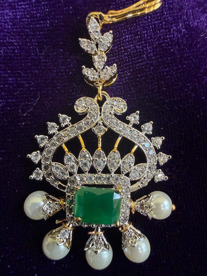 Diamond Maang tikka Bridal Jewelry Costume silver jewelry Alloy based Jewelry  - SHABURIS Fashion Jewelry