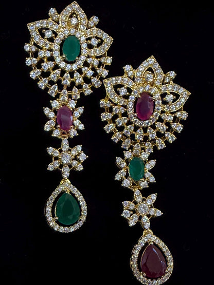 Diamond Earrings Bridal Jewelry Costume silver jewelry Alloy based Jewelry  - SHABURIS Fashion Jewelry