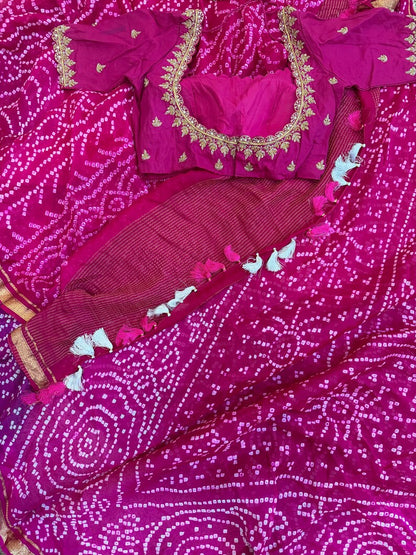 Bandhini saree shibori saree multi colour saree haldi saree Mehendi saree grab party saree with blouse