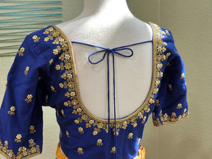 Maggam work Blouse for Saree – Blue Blouse - Artisan Silk Blouse – Festive & Wedding Ethnic Wear