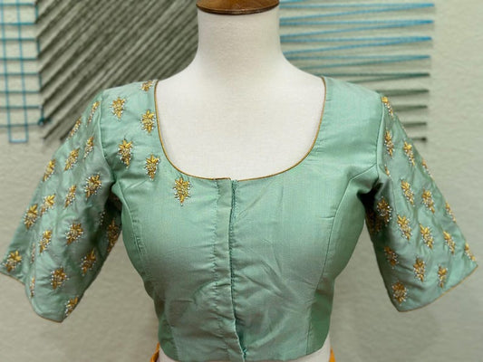 Maggam work Blouse for Saree –  Blue Blouse- Artisan Silk Blouse – Festive & Wedding Ethnic Wear