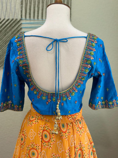 Maggam work Blouse for Saree –  Blue Blouse- Artisan Silk Blouse – Festive & Wedding Ethnic Wear