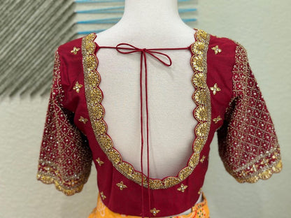 Maggam work Blouse for Saree – Red Blouse- Artisan Silk Blouse – Festive & Wedding Ethnic Wear