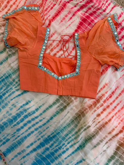 Cocktail saree tie and dye saree  shibori saree multi colour saree haldi saree Mehendi saree grab party saree with blouse