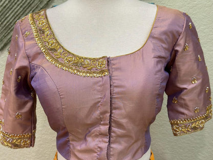 Maggam work Blouse for Saree –  Pink Blouse - Artisan Silk Blouse – Festive & Wedding Ethnic Wear