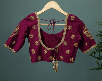 Maggam work Blouse for Saree – Maroon Blouse Artisan Silk Blouse – Festive & Wedding Ethnic Wear