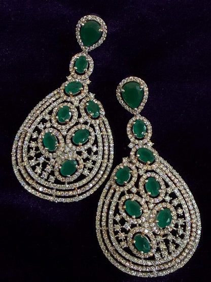Diamond Earrings Bridal Jewelry Costume silver jewelry Alloy based Jewelry  - SHABURIS Fashion Jewelry