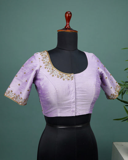 Maggam work Blouse for Saree – Lavender Blouse Artisan Silk Blouse – Festive & Wedding Ethnic Wear