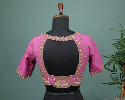 Maggam work Blouse for Saree – Pink Blouse Artisan Silk Blouse – Festive & Wedding Ethnic Wear