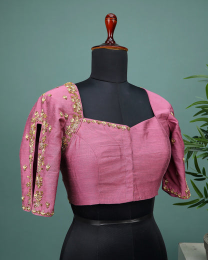 Maggam work Blouse for Saree – Pink  Blouse- Artisan Silk Blouse – Festive & Wedding Ethnic Wear