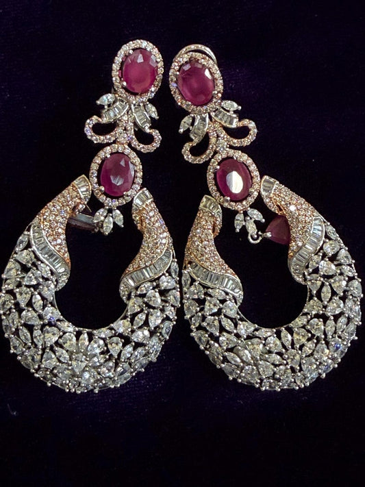 Diamond Earrings Bridal Jewelry Costume silver jewelry Alloy based Jewelry  - SHABURIS Fashion Jewelry