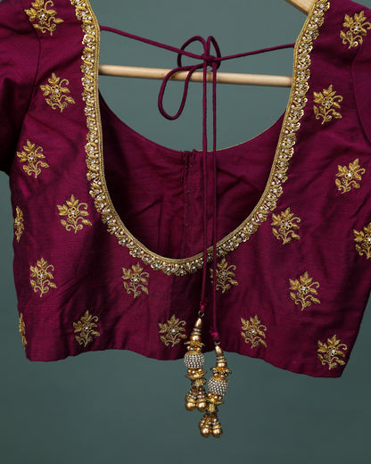 Maggam work Blouse for Saree – Maroon Blouse Artisan Silk Blouse – Festive & Wedding Ethnic Wear