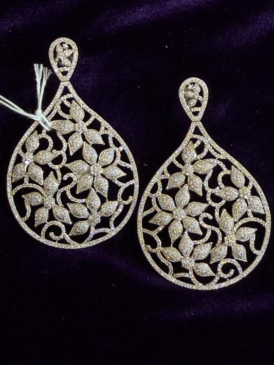 Diamond Earrings Bridal Jewelry Costume silver jewelry Alloy based Jewelry  - SHABURIS Fashion Jewelry