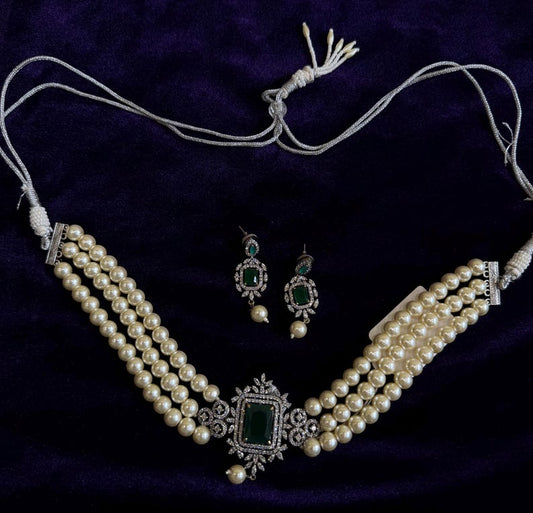 Diamond Necklace Bridal necklace Costume silver jewelry Alloy based Jewelry  - SHABURIS Fashion Jewelry