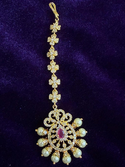 Diamond Maang tikka Bridal Jewelry Costume silver jewelry Alloy based Jewelry  - SHABURIS Fashion Jewelry
